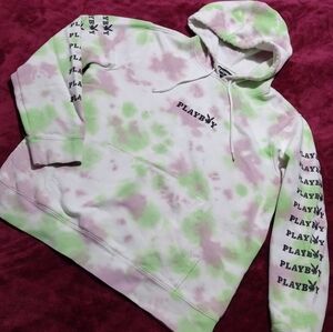 Playboy Green and Pink Tie-Dye Hoodie